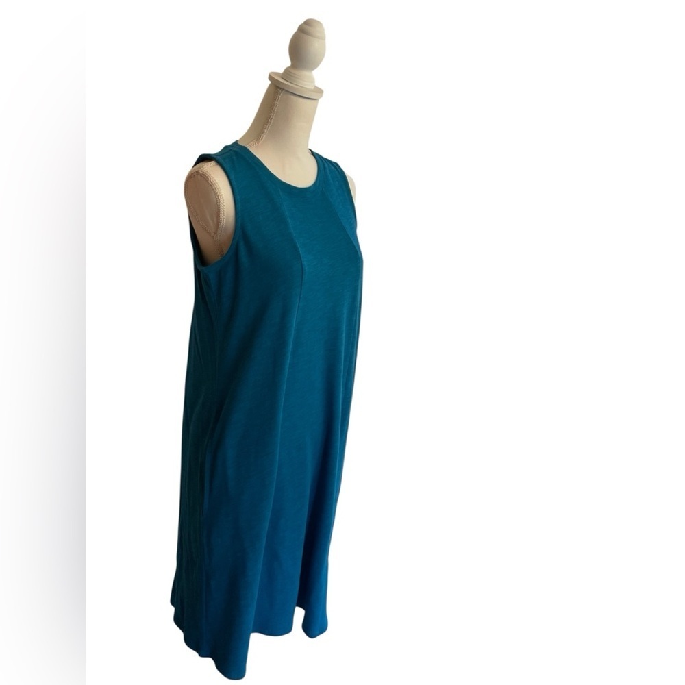 J.Jill Modal Cotton Tunic Midi Tank Dress Sleeveless Pockets Blue Sz Small